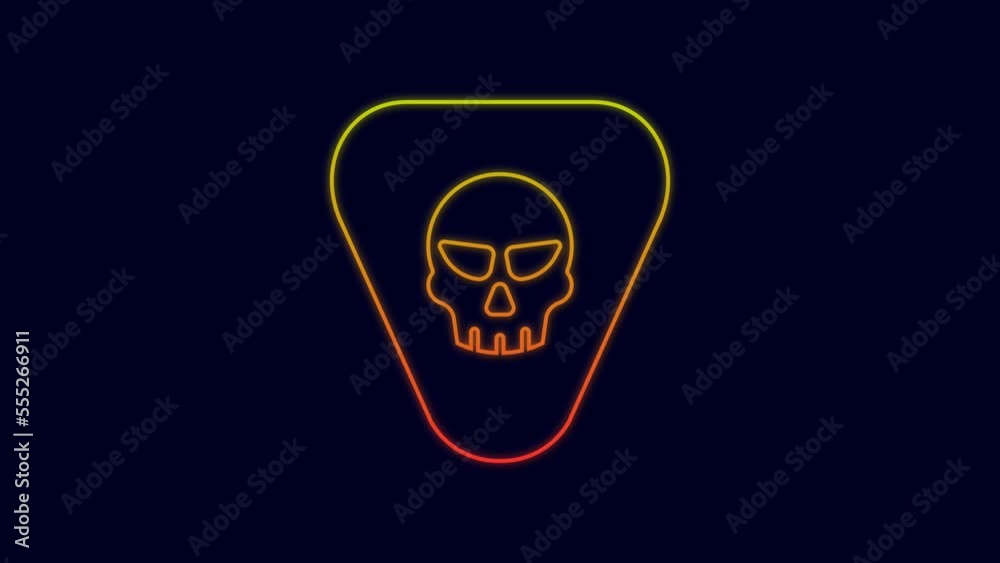 Glowing neon line Guitar pick icon isolated on blue background. Musical instrument. 4K Video motion graphic animation Glowing neon line Guitar pick icon isolated on blue background. Musical instrument. 4K Video motion graphic animation
