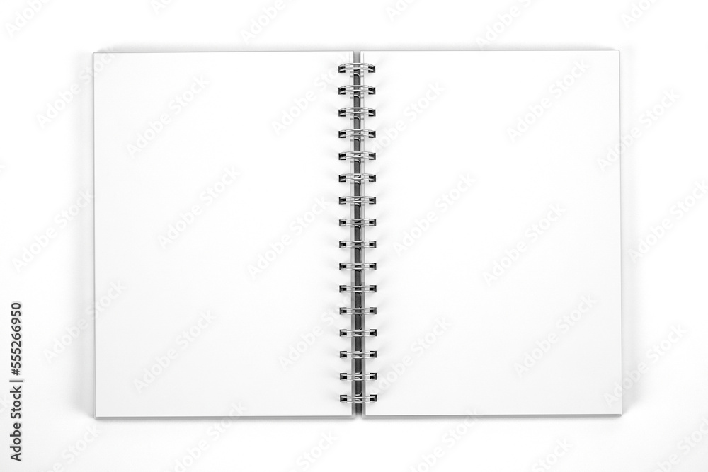 3d illustration - White notebook with hard cover and spiral rings 3d illustration - White notebook with hard cover and spiral rings