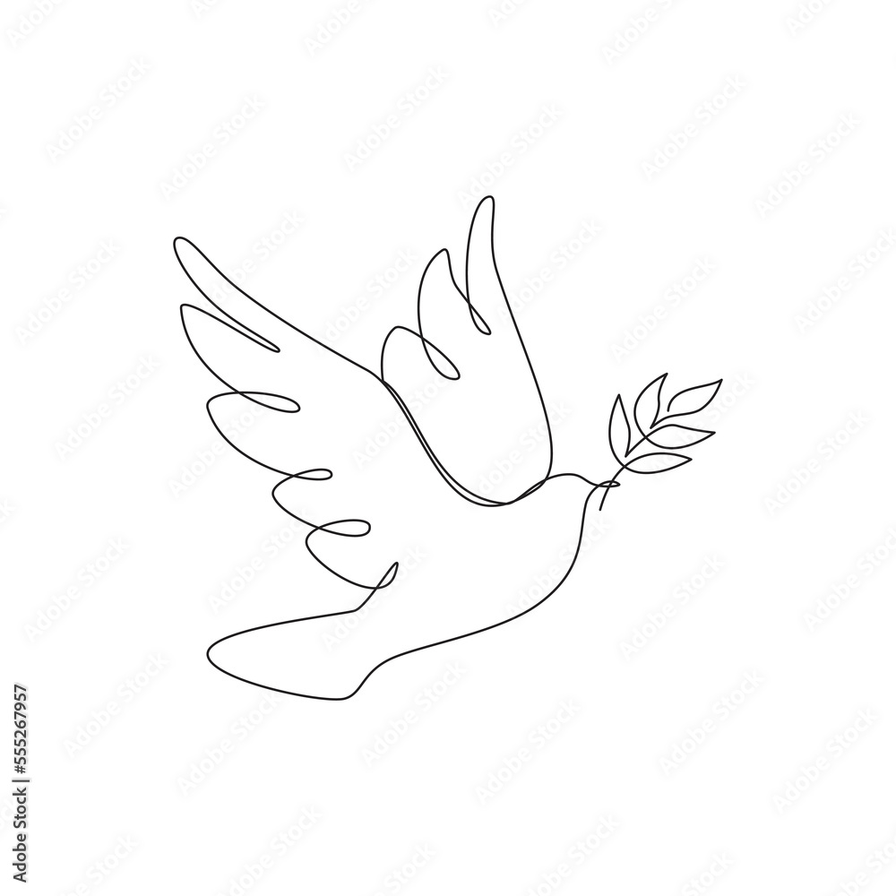 Dove one line. Peace symbol vector illustration.
Dove one line. Peace symbol vector illustration.