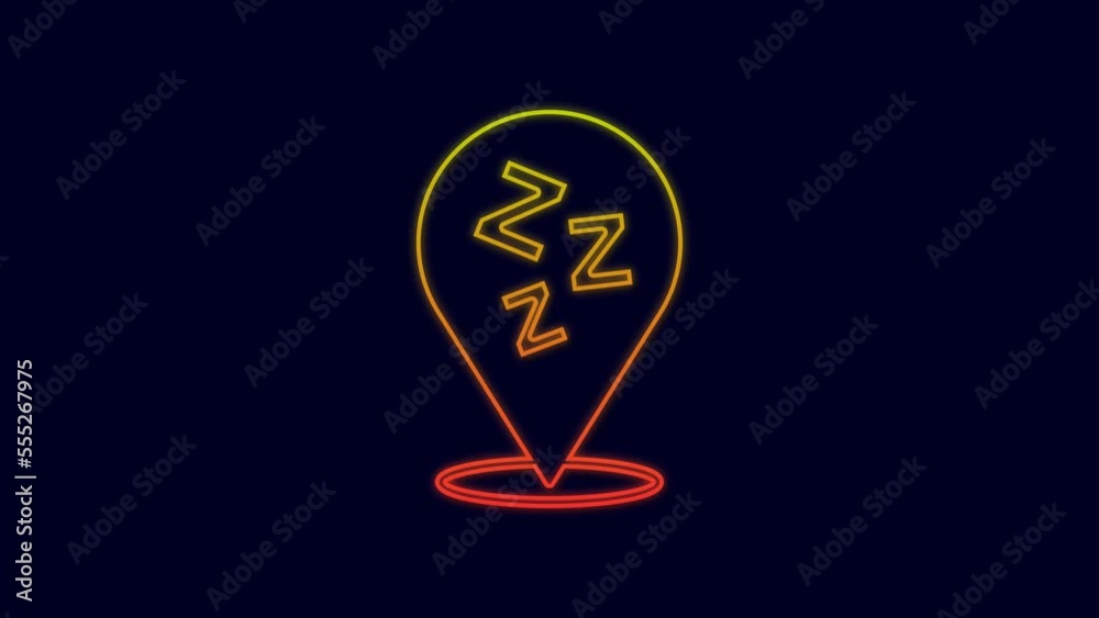 Glowing neon line Sleepy icon isolated on blue background. Sleepy zzz talk bubble. 4K Video motion graphic animation Glowing neon line Sleepy icon isolated on blue background. Sleepy zzz talk bubble. 4K Video motion graphic animation