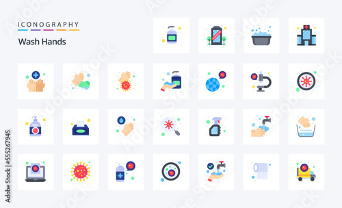 25 Wash Hands Flat color icon pack
