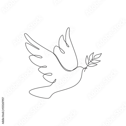 Dove one line. Peace symbol vector illustration.
