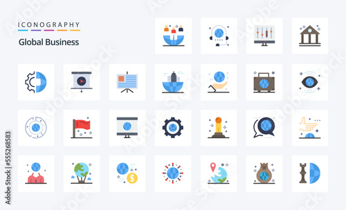 25 Global Business Flat color icon pack