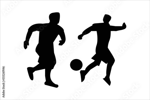 Silhouettes  Soccer players  group of footballers.