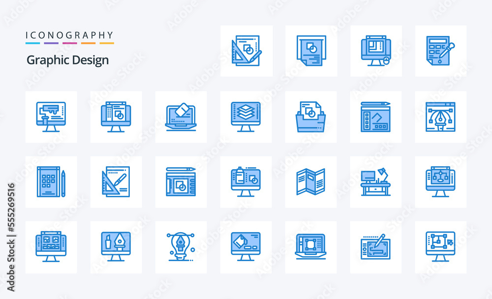 25 Graphic Design Blue icon pack