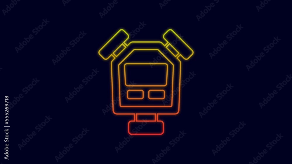 Glowing neon line Stopwatch icon isolated on blue background. Time timer sign. Chronometer sign. 4K Video motion graphic animation Glowing neon line Stopwatch icon isolated on blue background. Time timer sign. Chronometer sign. 4K Video motion graphic animation