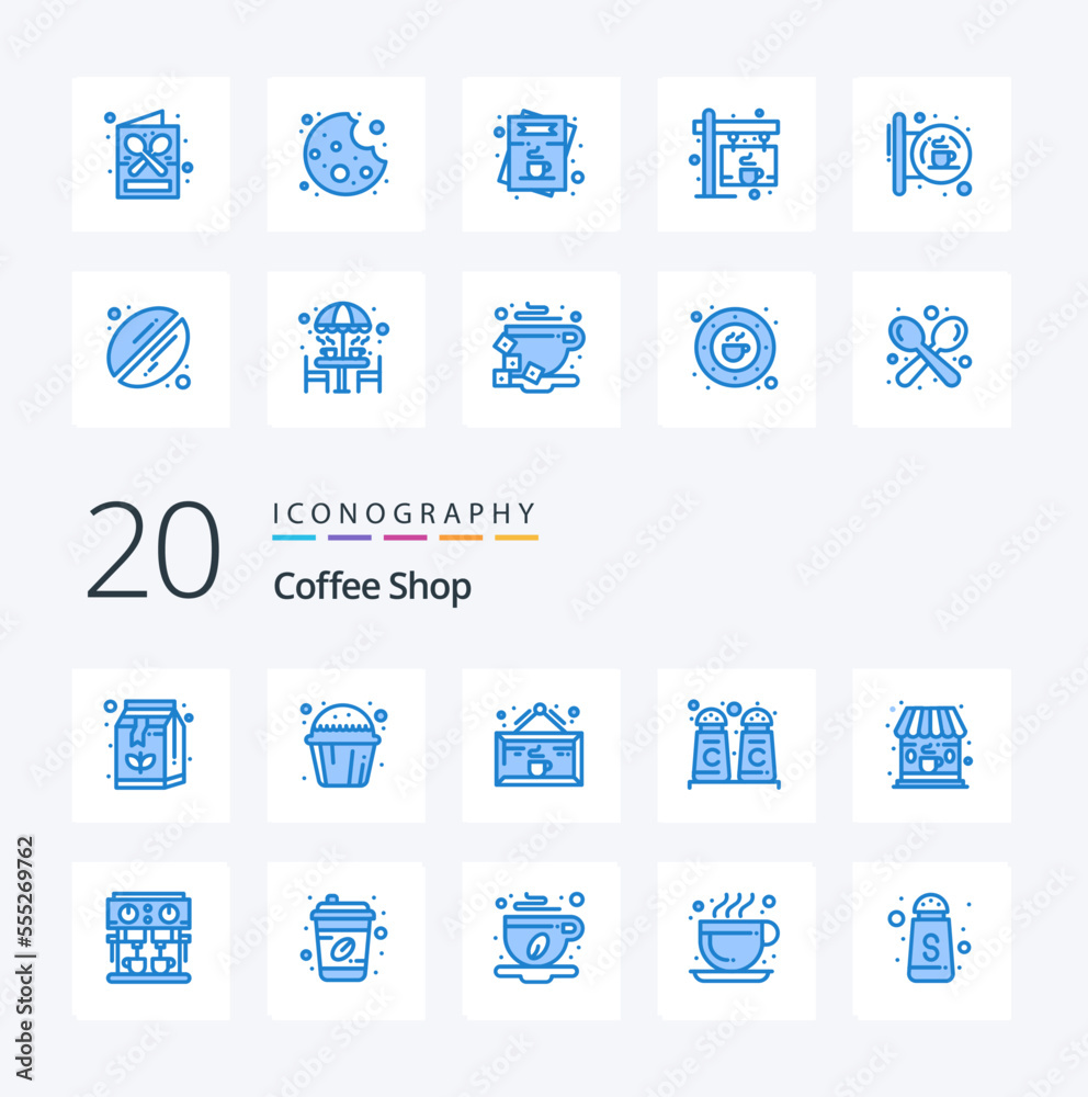 20 Coffee Shop Blue Color icon Pack like coffee shop drink cinnamon coffee shop