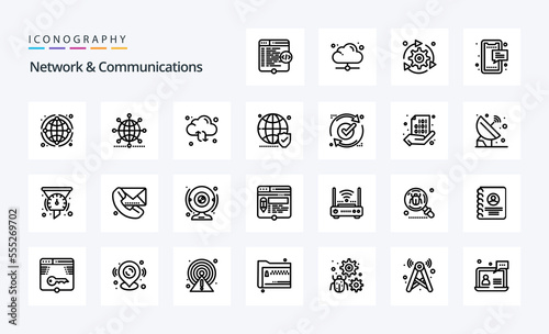 25 Network And Communications Line icon pack