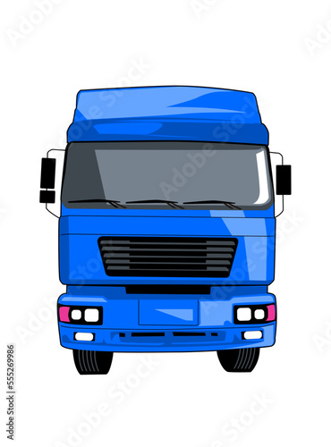 Vector illustration of the front of a blue truck
