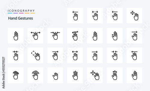 25 Hand Gestures Line icon pack