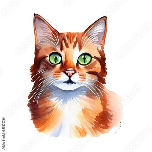 cute cat hand drawn with style watercolor