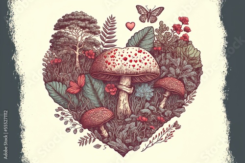 Obraz na plátně Mushroom Heart Every Mushroom