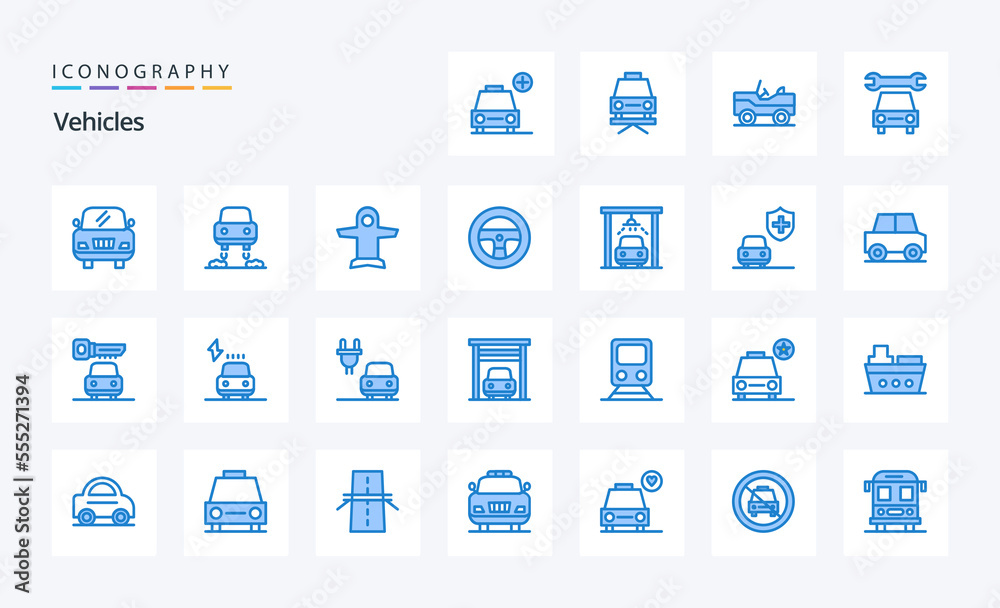25 Vehicles Blue icon pack