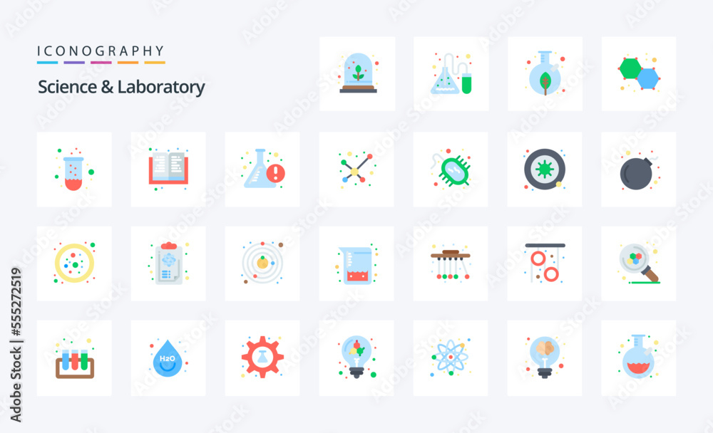 25 Science Flat color icon pack