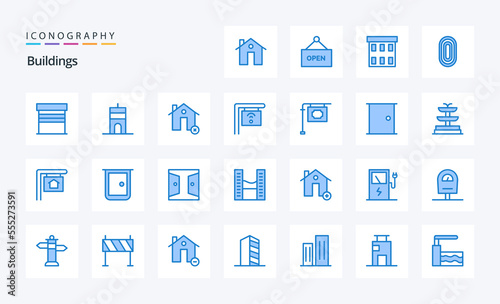 25 Buildings Blue icon pack