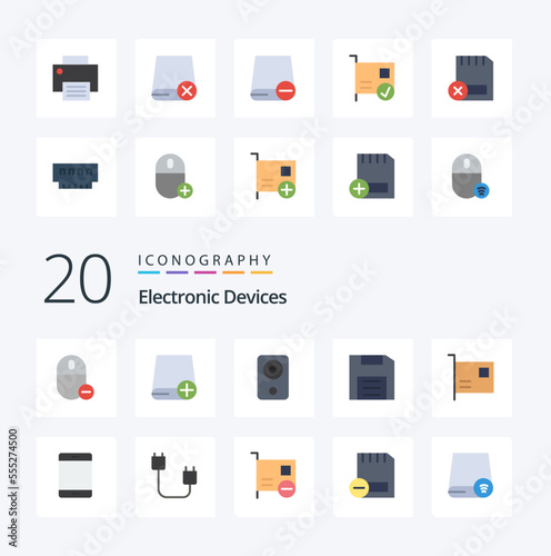20 Devices Flat Color icon Pack like disc computers drive speaker gadget © Muhammad