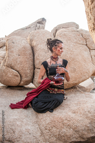Fotografie Feminine priestess ritual art.