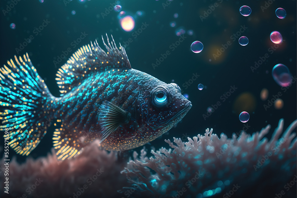 different, beautiful, luminescent underwater creature. different, beautiful, luminescent underwater creature.