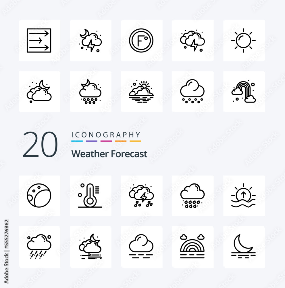 20 Weather Line icon Pack like shine river weather day rain