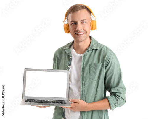 Young man with headphones a...