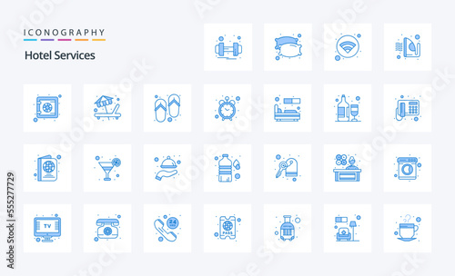 25 Hotel Services Blue icon pack