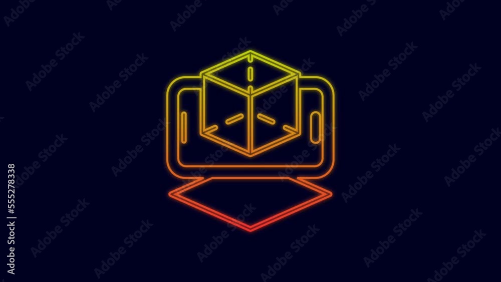 Glowing neon line 3d modeling icon isolated on blue background. Augmented reality or virtual reality. 4K Video motion graphic animation Glowing neon line 3d modeling icon isolated on blue background. Augmented reality or virtual reality. 4K Video motion graphic animation