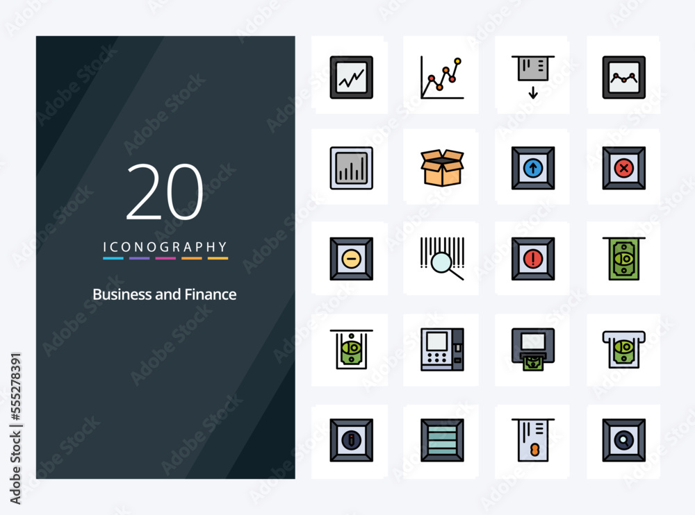20 Finance line Filled icon for presentation