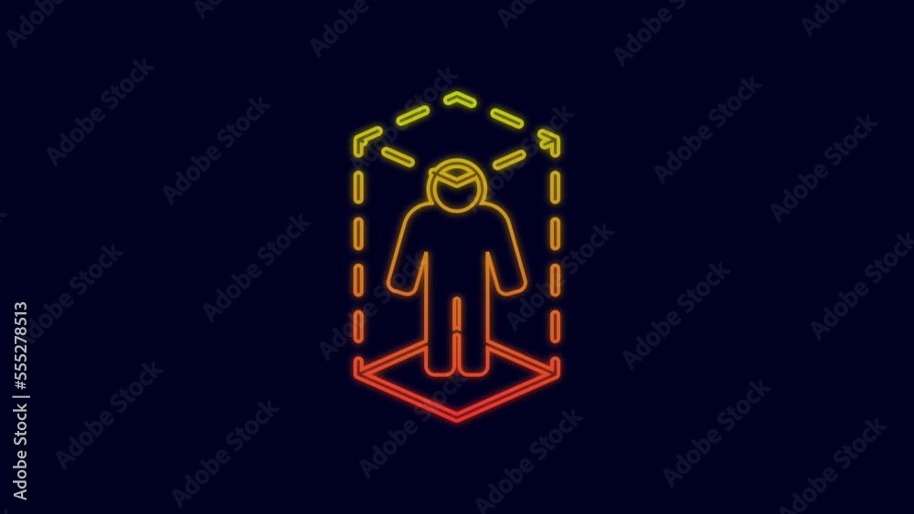 Glowing neon line 3d modeling icon isolated on blue background. Augmented reality or virtual reality. 4K Video motion graphic animation Glowing neon line 3d modeling icon isolated on blue background. Augmented reality or virtual reality. 4K Video motion graphic animation