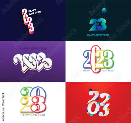Big Set of 2023 Happy New Year logo text design 2023 number design template © Muhammad