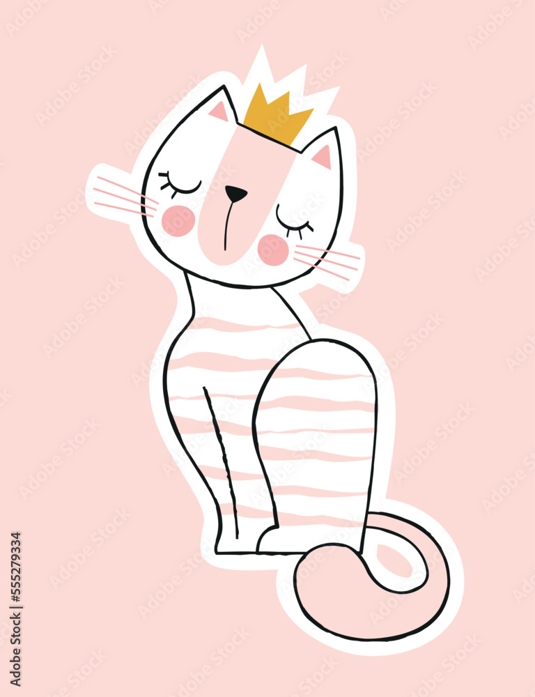 Cute Cat Love Cartoon Vector Icon Illustration - Love - Sticker