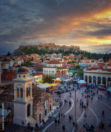 Athens, monastiraki square during sunset 