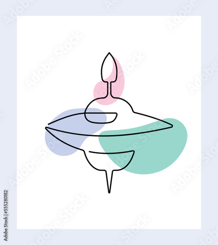Baby whirligig line. Toy for children in minimalist style. Luxury poster or banner for website. Development of childrens skills, recreation and entertainment. Cartoon flat vector illustration
