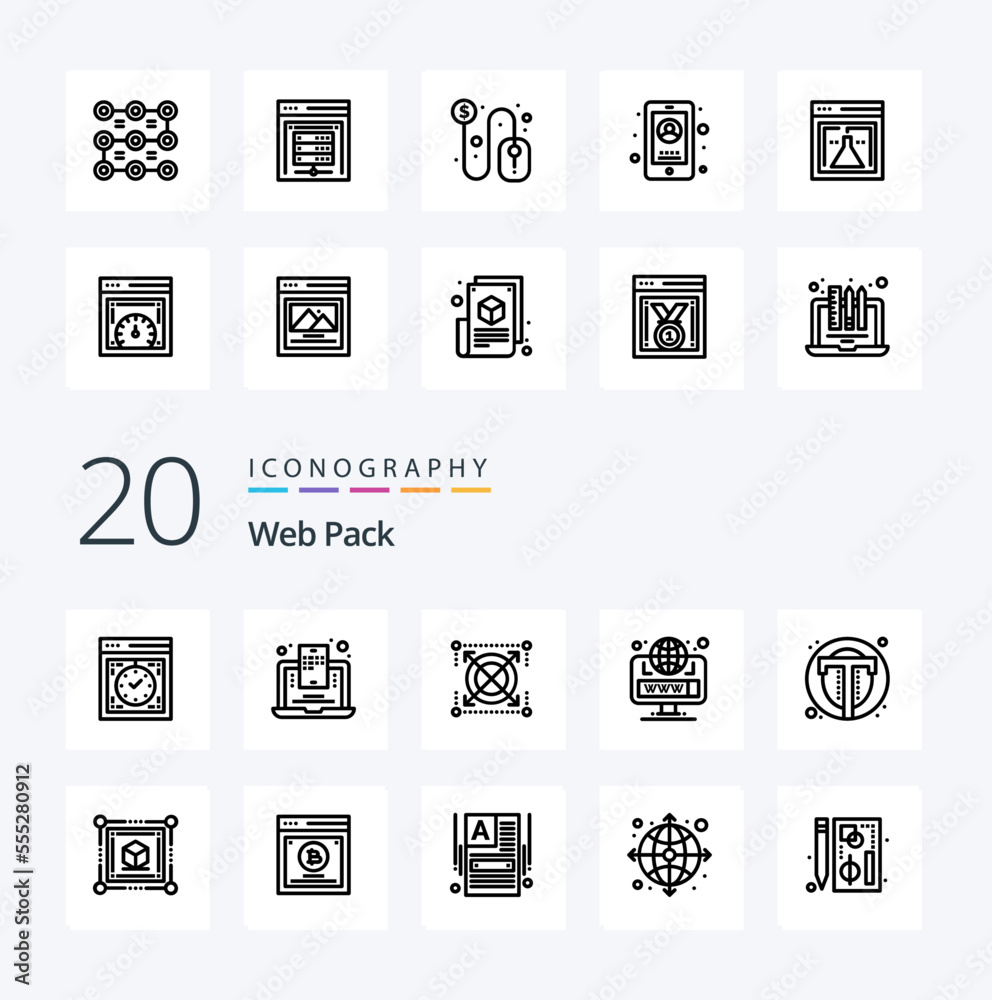 20 Web Pack Line icon Pack like interface site web blogging globe pack