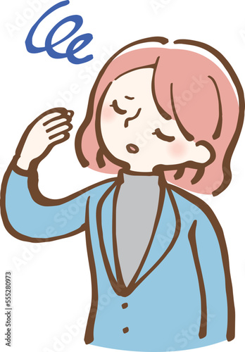 めまいがする女性　イラスト