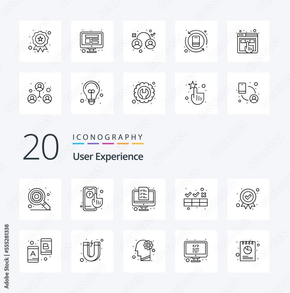 20 User Experience Line icon Pack like award data computer cleaning clean