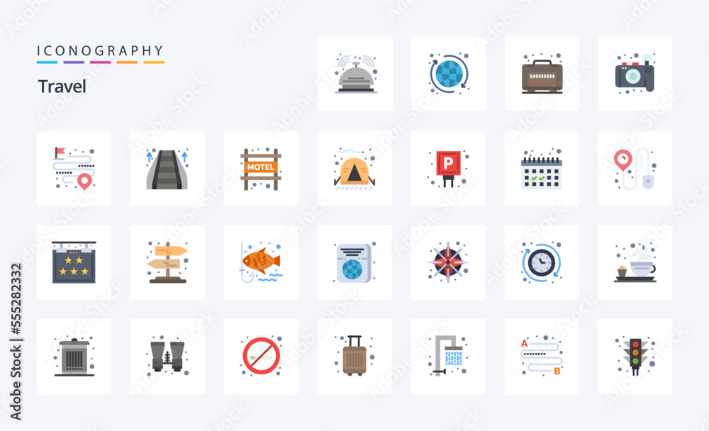 25 Travel Flat color icon pack