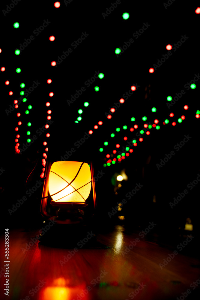 lantern in the Christmas lights