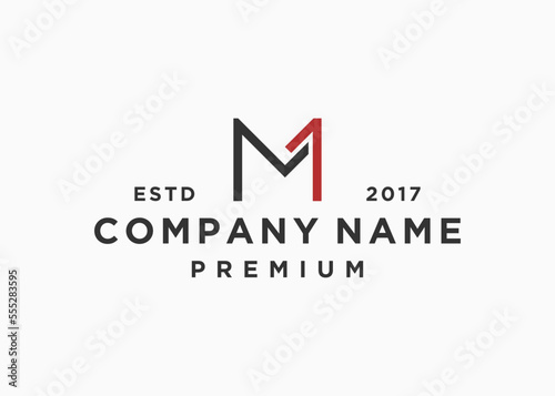 letter m with number 1 logo design vector illustration template