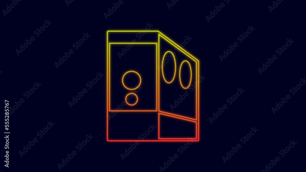 Glowing neon line Case of computer icon isolated on blue background. Computer server. Workstation. 4K Video motion graphic animation Glowing neon line Case of computer icon isolated on blue background. Computer server. Workstation. 4K Video motion graphic animation