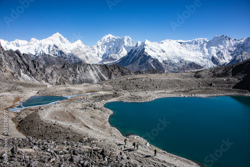 Beautiful lake at the Kongma La Pass in the Himalayas of Nepal
