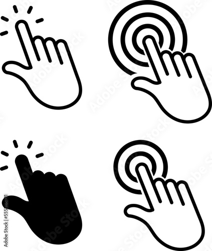 Hand Cursor icons click set symbol vector for web on white background..eps