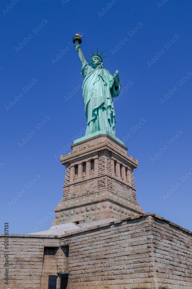 The Statue of Liberty (La Liberté éclairant le monde), Liberty Island, New York City, United States.