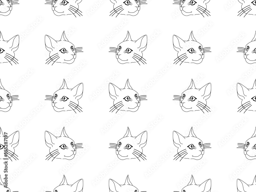 Cat cartoon character seamless pattern on white background