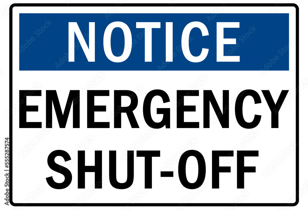 Electrical equipment sign and labels emergency shut off