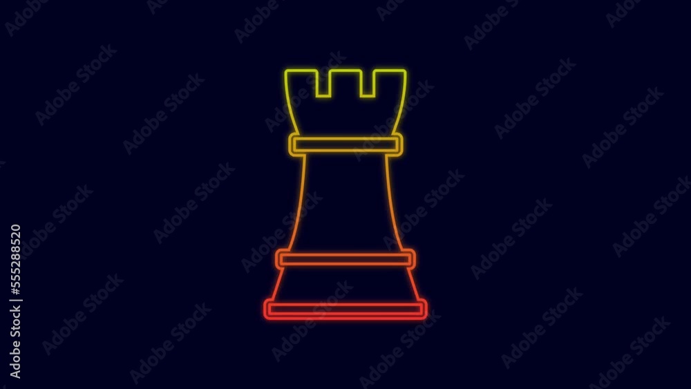 Glowing neon line Chess icon isolated on blue background. Business strategy. Game, management, finance. 4K Video motion graphic animation Glowing neon line Chess icon isolated on blue background. Business strategy. Game, management, finance. 4K Video motion graphic animation