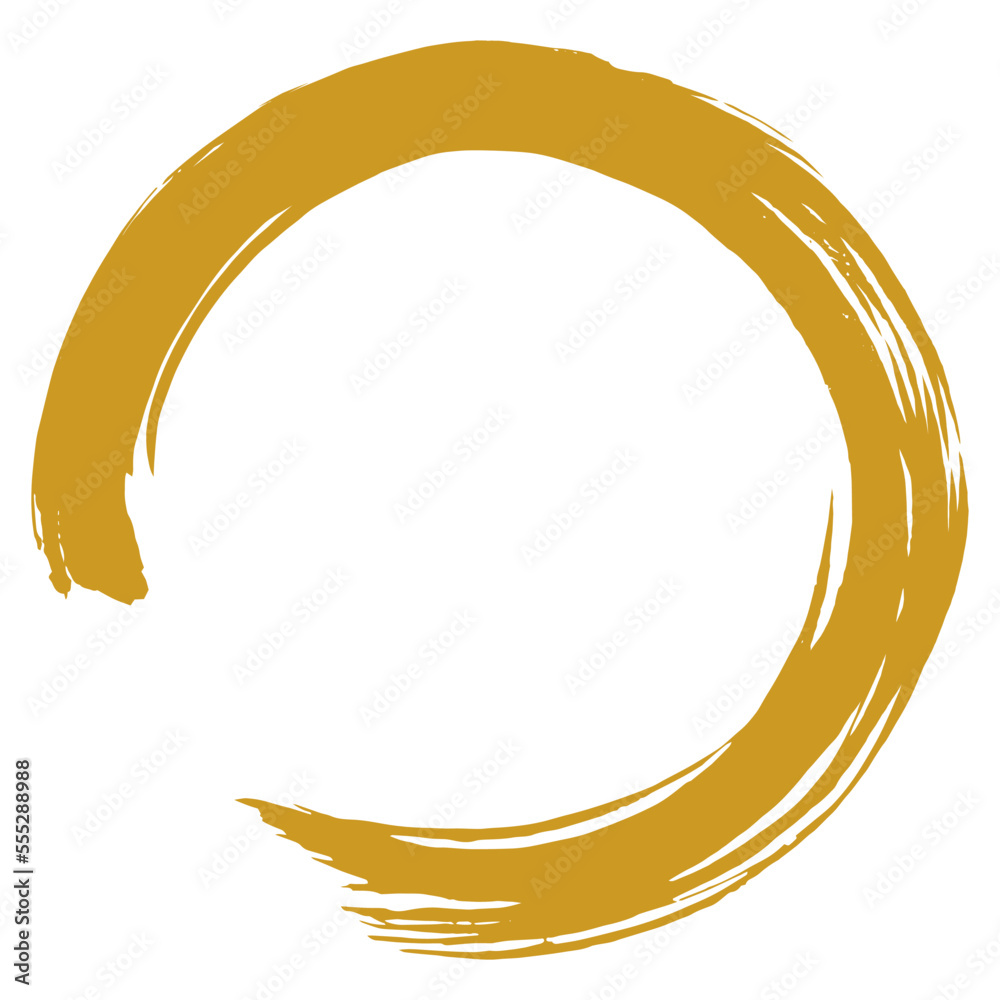 Golden Zen Circle Round Shiny Foil Enso Zen Symbol Vector Golden Zen Circle Round Shiny Foil Enso Zen Symbol Vector