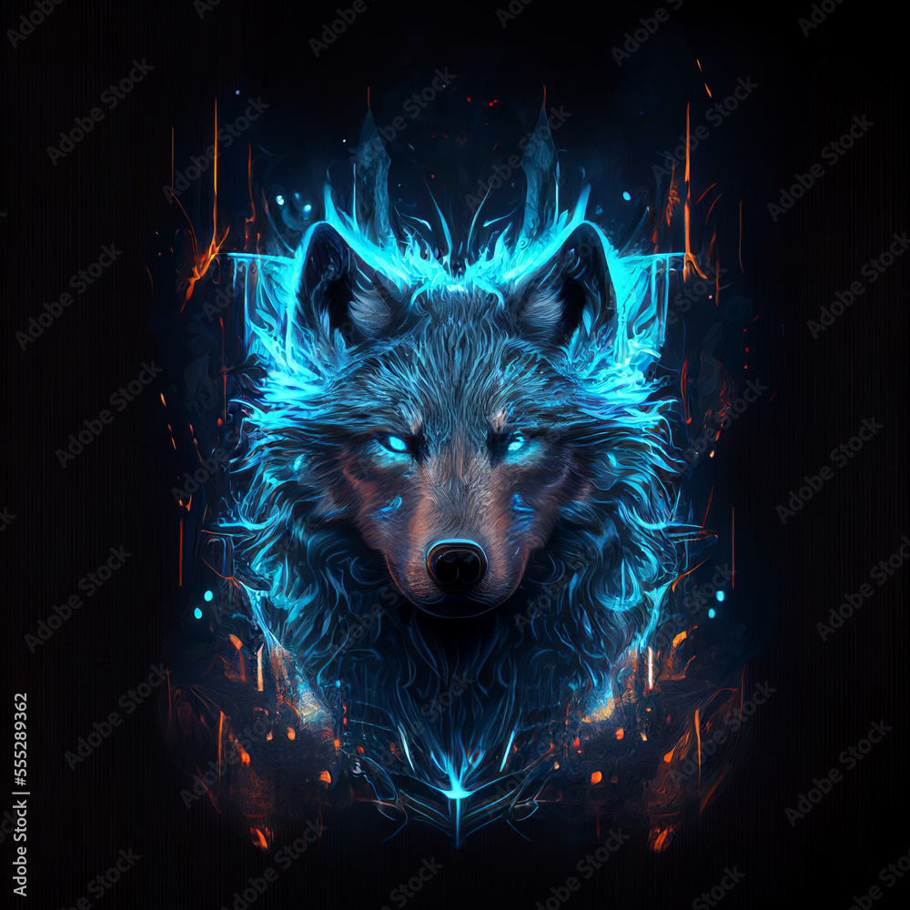 Fototapeta Glowing wolf logo
