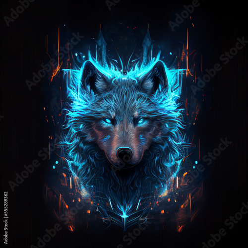 Glowing wolf logo photo