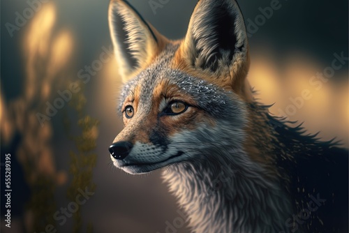 Beautiful fox in nature, wild animal portrait close up © Hixel