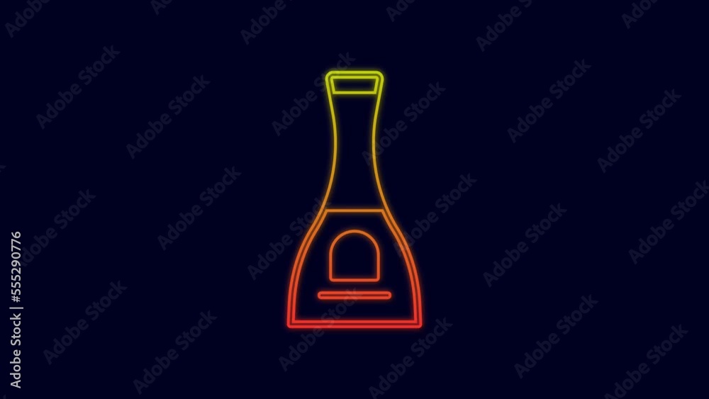 Glowing neon line Bottle of nail polish icon isolated on blue background. 4K Video motion graphic animation Glowing neon line Bottle of nail polish icon isolated on blue background. 4K Video motion graphic animation